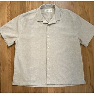 Abercrombie & Fitch Oatmeal Beige Linen Blend Shirt Men's XL Short Sleeve